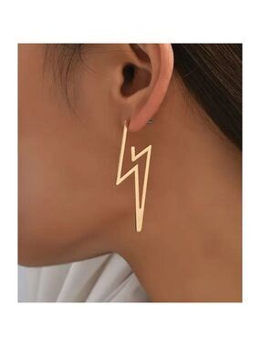 Women's Hollow Lightening Design Golden Stud Earrings NWT